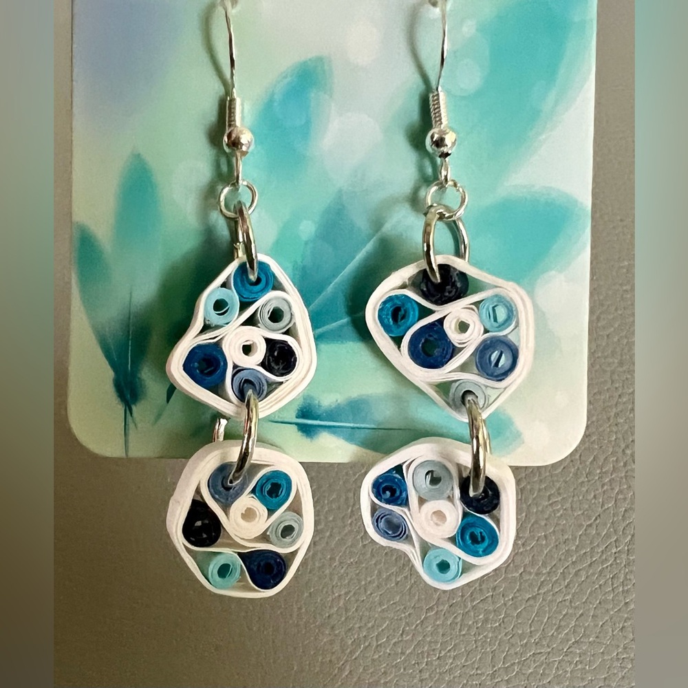 Handmade Paper Quilled stained glass dangle earrings